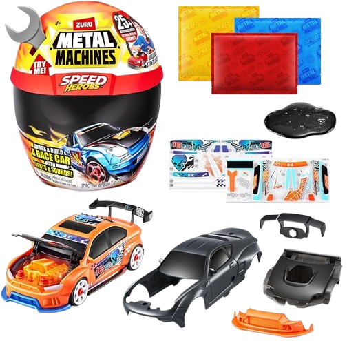 Silver Racer Kit with Lights, Slime & 20 Surprises by Metal Machines