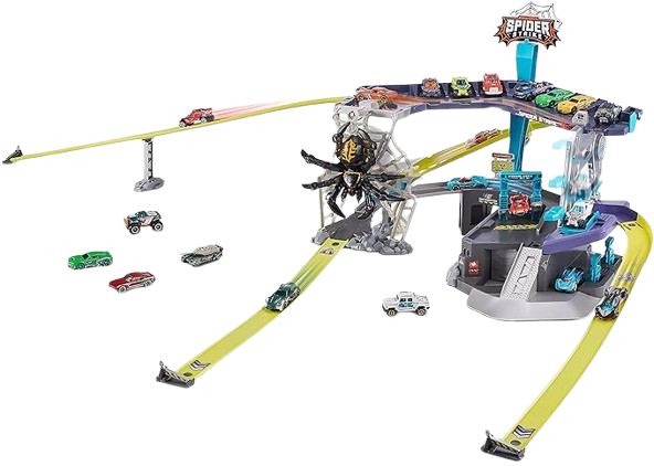 4-Lane Raptor Attack Track Set with Mini Car & Cross-Brand Compatibility